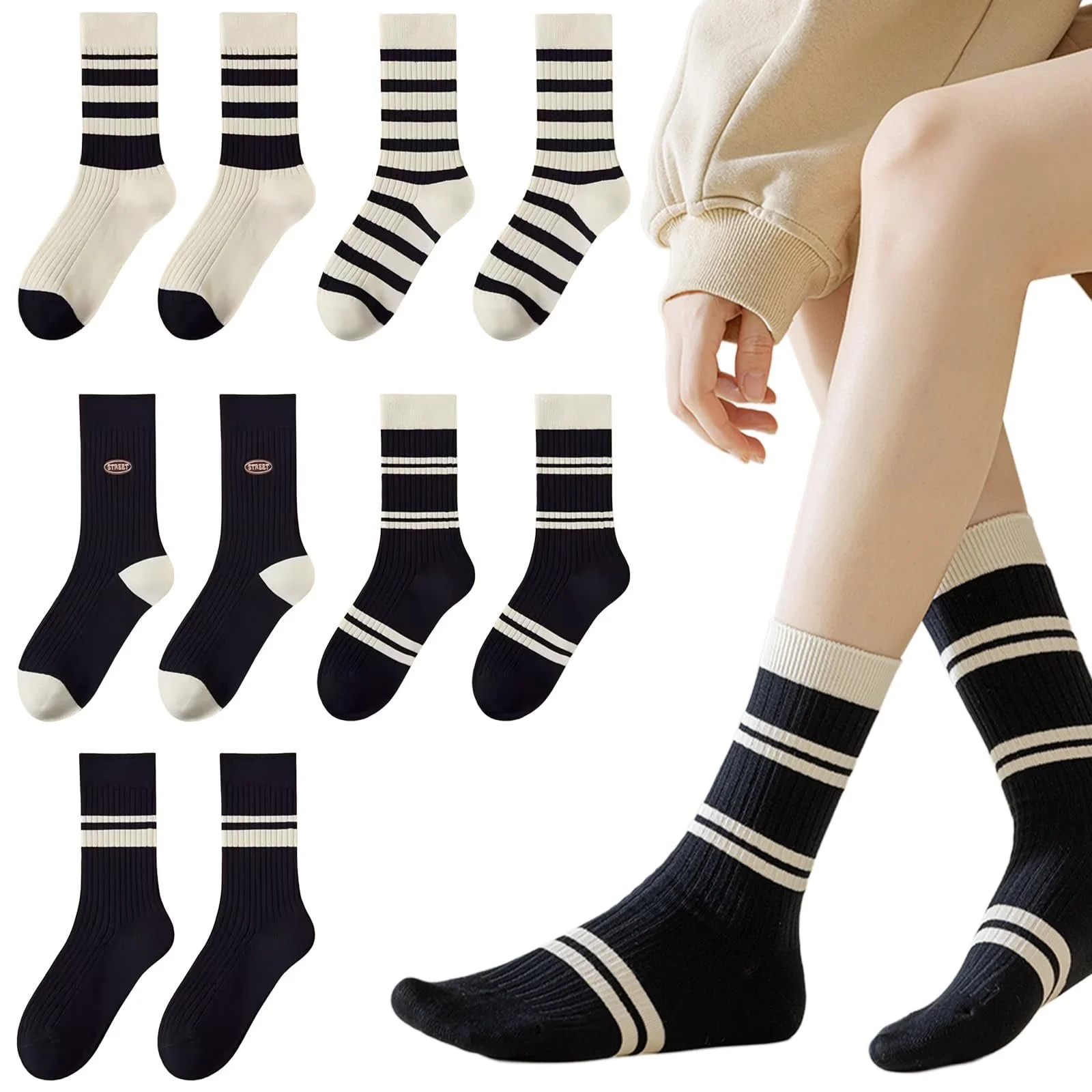 Женские носки Черный Цвет (Полоски), фото №2