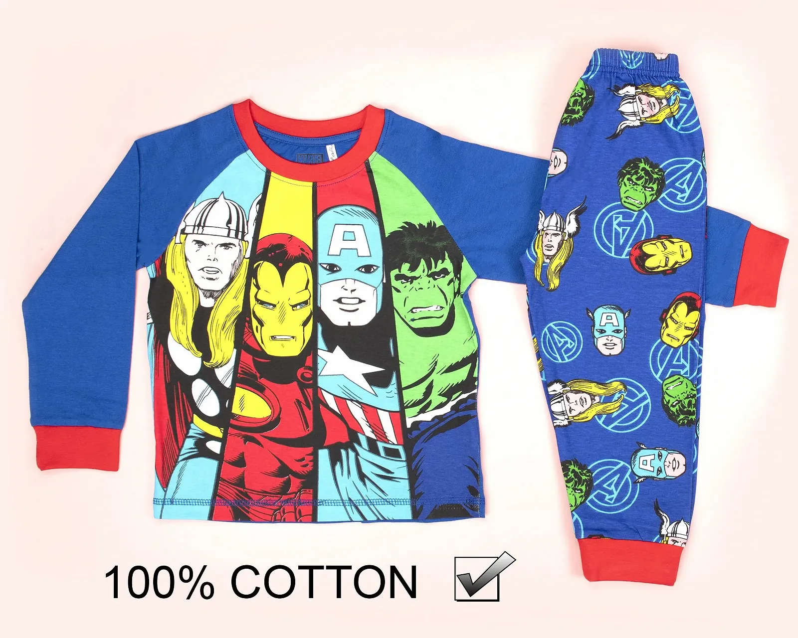 Піжама Marvel Avengers для дітей з довгими рукавами, комплект 100% бавовна, фото №3