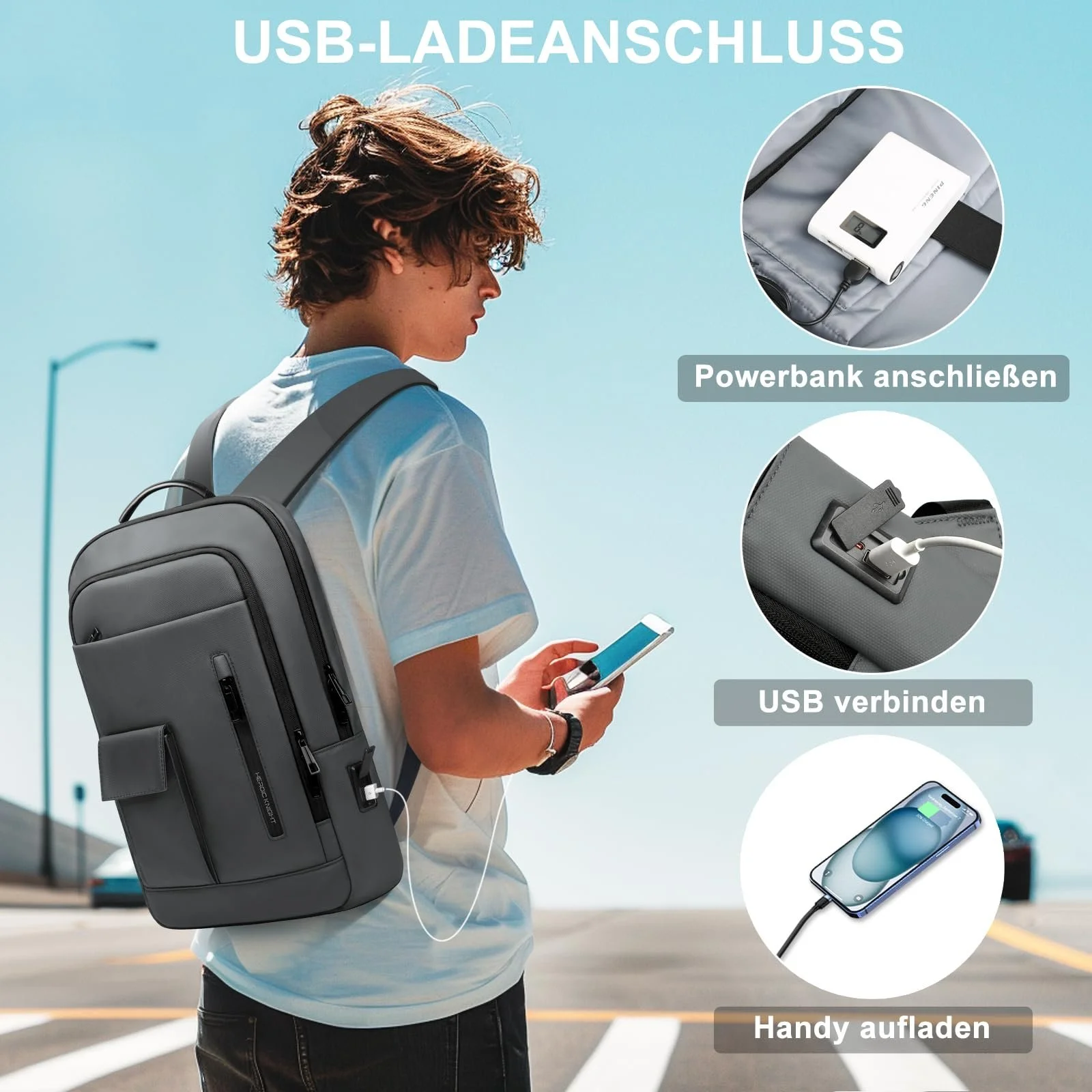 Рюкзак для ноутбука Business Slim 15.6 дюйма USB Зелений, фото №6 Рюкзак для ноутбука Business Slim 15.6 дюйма USB Зелений, фото №6