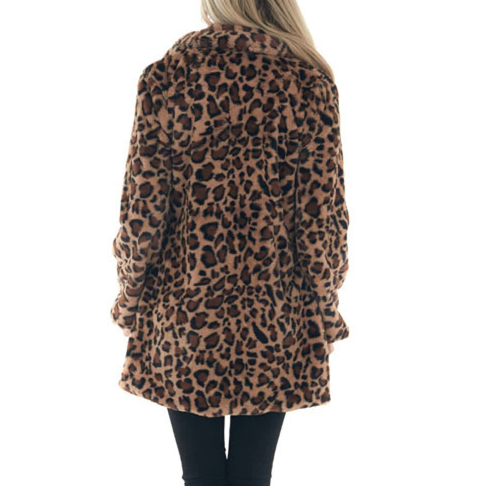 Пальто жіноче Зимове леопардове зі штучними кишенями, фото №7