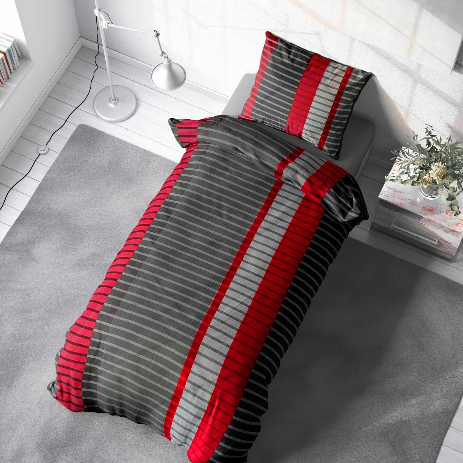 Комплект Постільної Білизни Class Home Collection, з Підковдрою, 135 x 200 см, Наволочкою, 80 x 80 см, Бавовна, з Блискавкою, Wind Red, фото №4