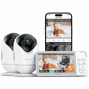 Відеоняня Dr.Care VistaView Smart WLAN 5 дюймів 1080P HD 2K камера датчик руху та плачу нічне бачення 5000 мАг двосторонній аудіозв'язок 390 м з 2 камерами - Фото 1