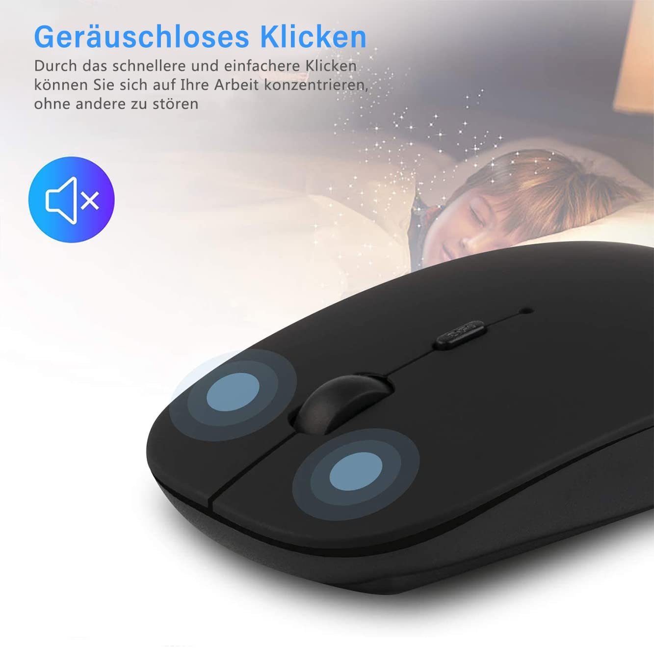 Беспроводная Мышь ANEWISH USB для Компьютера/Ноутбука/MacBook/Планшета 2.4G Тонкая с Нано-приемником и Адаптером Черная, фото №2