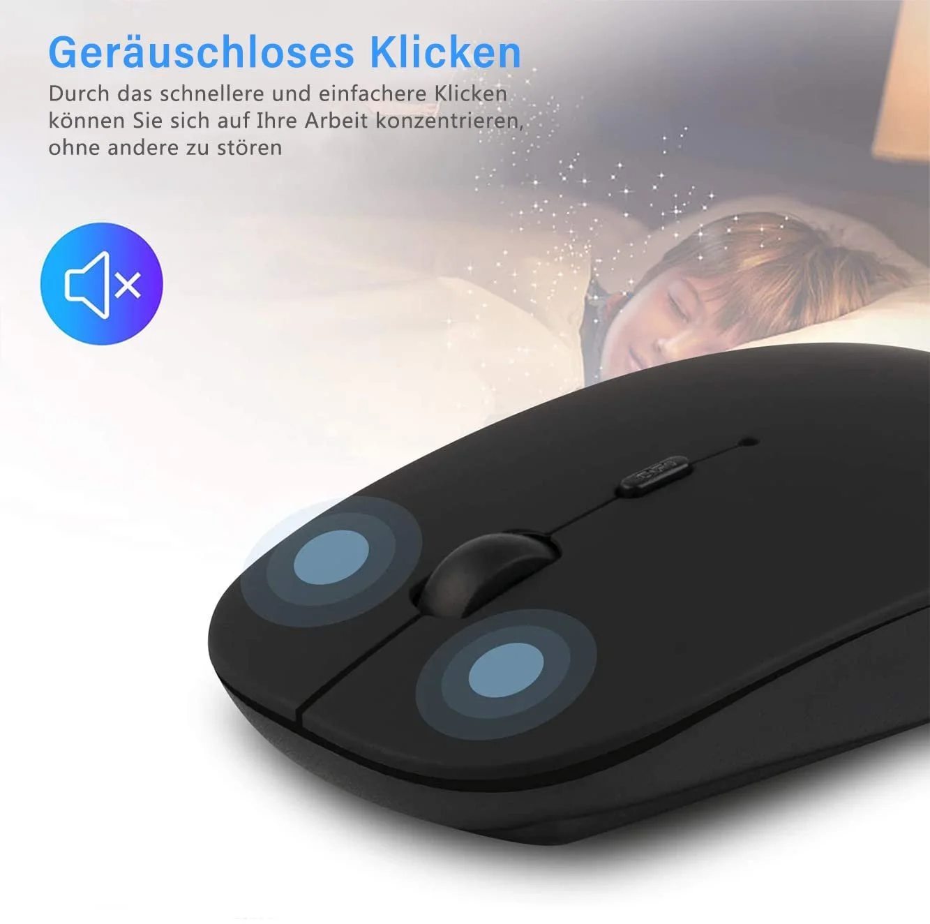 Беспроводная Мышь ANEWISH USB для Компьютера/Ноутбука/MacBook/Планшета 2.4G Тонкая с Нано-приемником и Адаптером Черная, фото №2