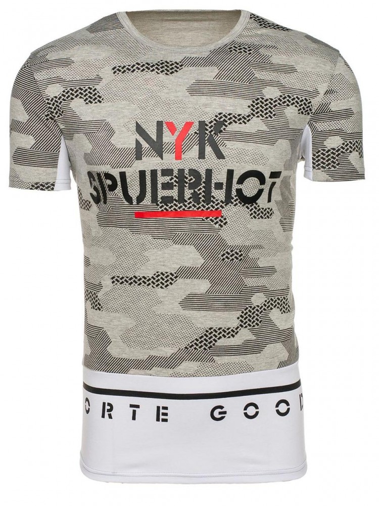 Футболка мужская удлиненная Серая с принтом, фото №3