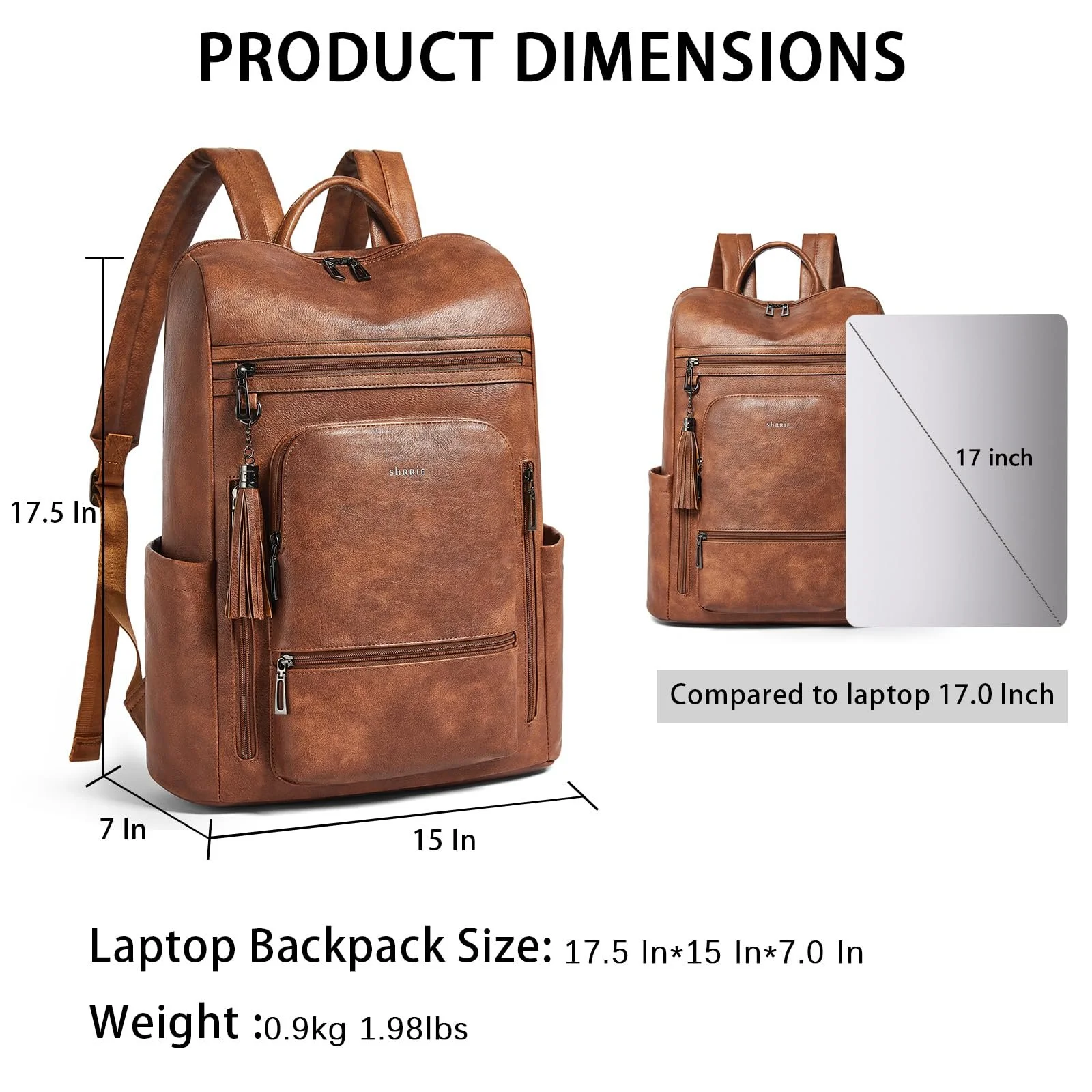 Рюкзак для ноутбука Shrrie Large Travel 17" Водонепроникний Веганська шкіра, фото №3 Рюкзак для ноутбука Shrrie Large Travel 17" Водонепроникний Веганська шкіра, фото №3
