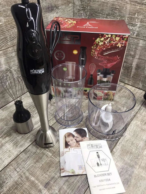 Блендер 4в1 DSP KM-1004 погружной со съемной ножкой 2 насадками скорости 200 Вт Чёрный, фото №6 Блендер 4в1 DSP KM-1004 погружной со съемной ножкой 2 насадками скорости 200 Вт Чёрный, фото №6