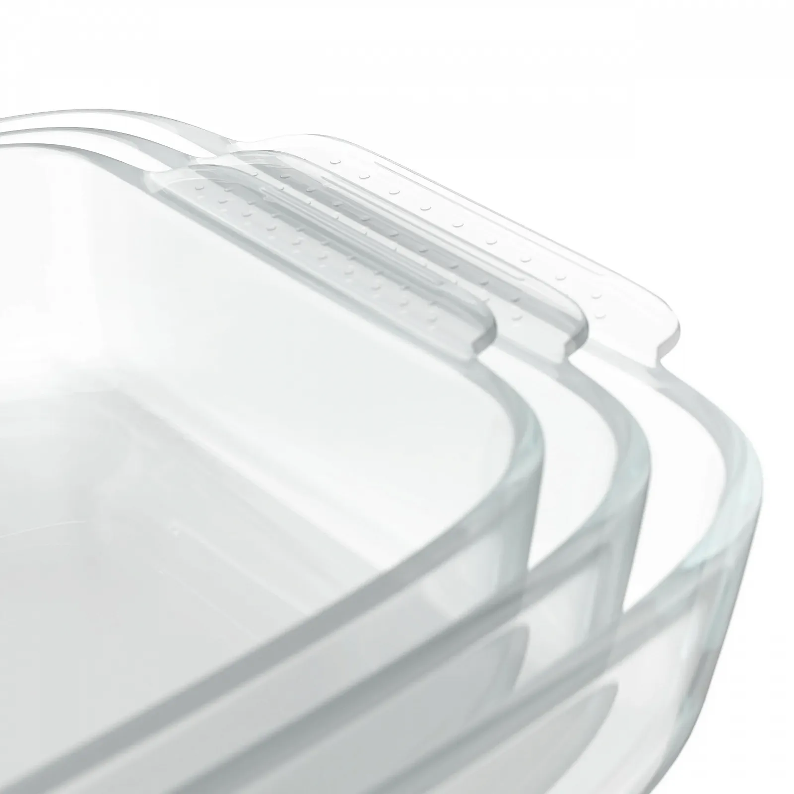 Набір скляних форм для запікання Relaxdays 3 шт. Квадратні Прозорі, фото №5