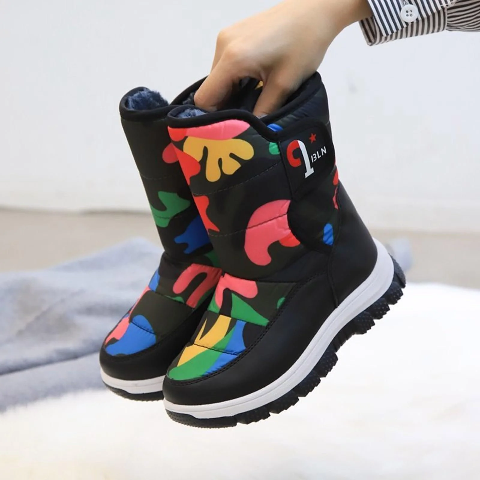 Зимние Ботинки для Девочек Утепленные Водонепроницаемые Снежные Ботинки для Активного Отдыха Удобные Ботинки для Походов Теплые Нескользящие Ботинки для Ходьбы Босиком Зимние Ботинки для Мальчиков, фото №6