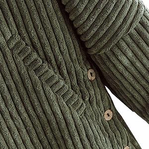 Вельветовая Куртка Женская Повседневная Однотонная на Пуговицах с Капюшоном, Длинный Рукав, с Карманами, Oversized, Свободная, Теплая synthetic.ua - Фото 1