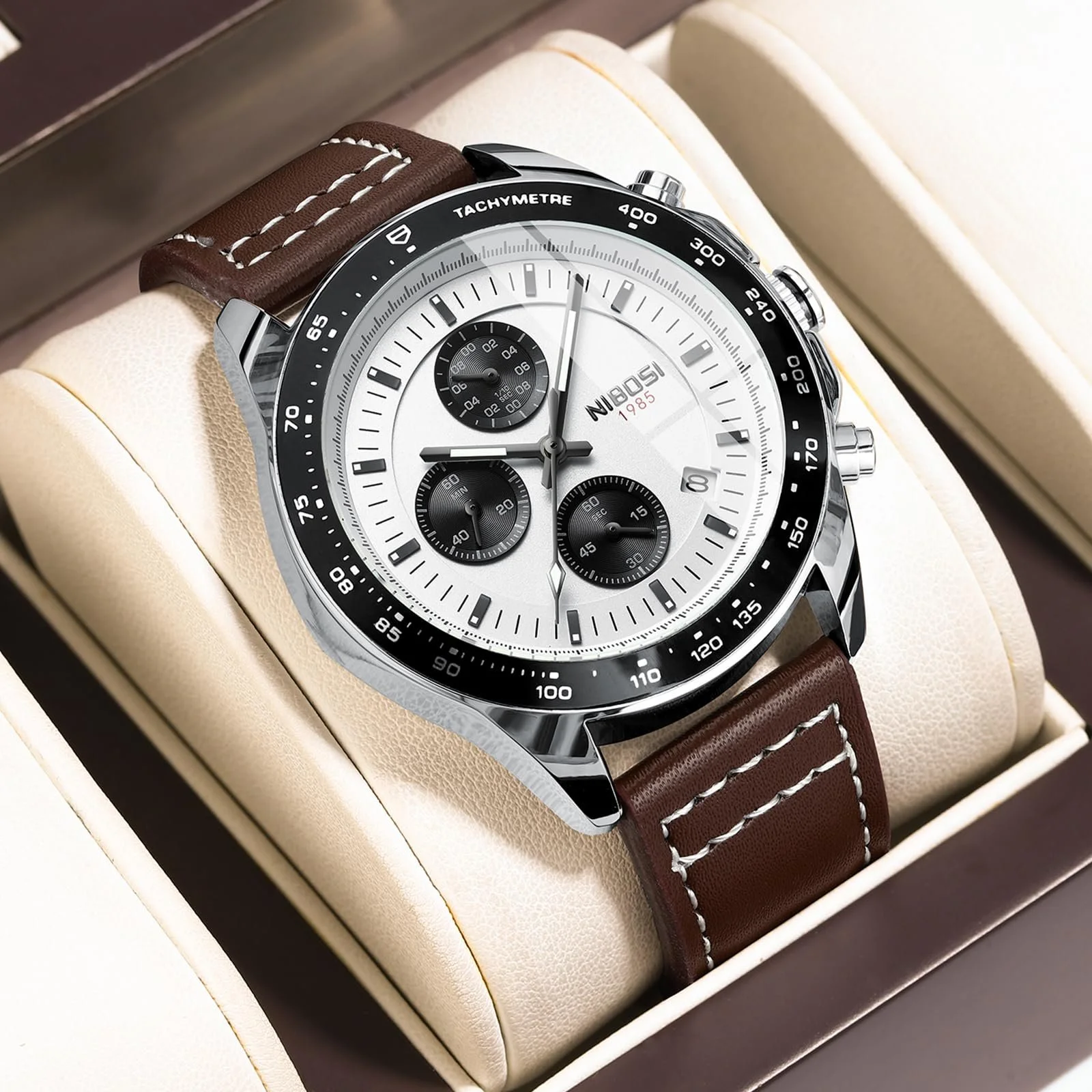 Мужские часы NIBOSI Кварцевые Аналоговые Коричневые, фото №4 Мужские часы NIBOSI Кварцевые Аналоговые Коричневые, фото №4