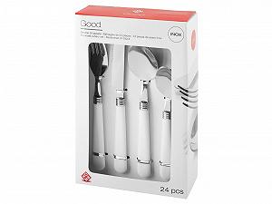 Набор столовых приборов Home 756467 24 предмета Нержавеющая сталь Белая ручка цена на synthetic.ua - Фото 1 Набор столовых приборов Home 756467 24 предмета Нержавеющая сталь Белая ручка synthetic.ua - Фото 1