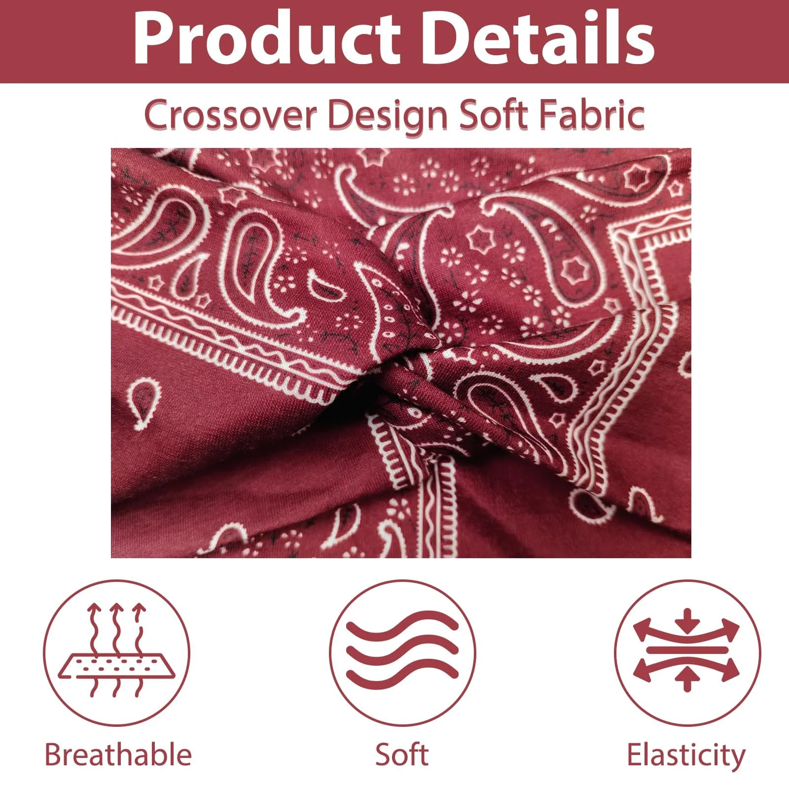 Набір пов'язок на голову жіночих Богемних широких, фото №3 Набір пов'язок на голову жіночих Богемних широких, фото №3