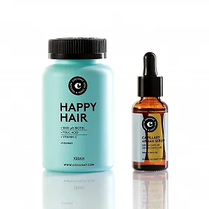 Витамины для волос Cocunat Happy Hair + Сыворотка для волос - Витамины для волос + Натуральное восстанавливающее масло - Комбинация для защиты и укрепления волос - Фото 1
