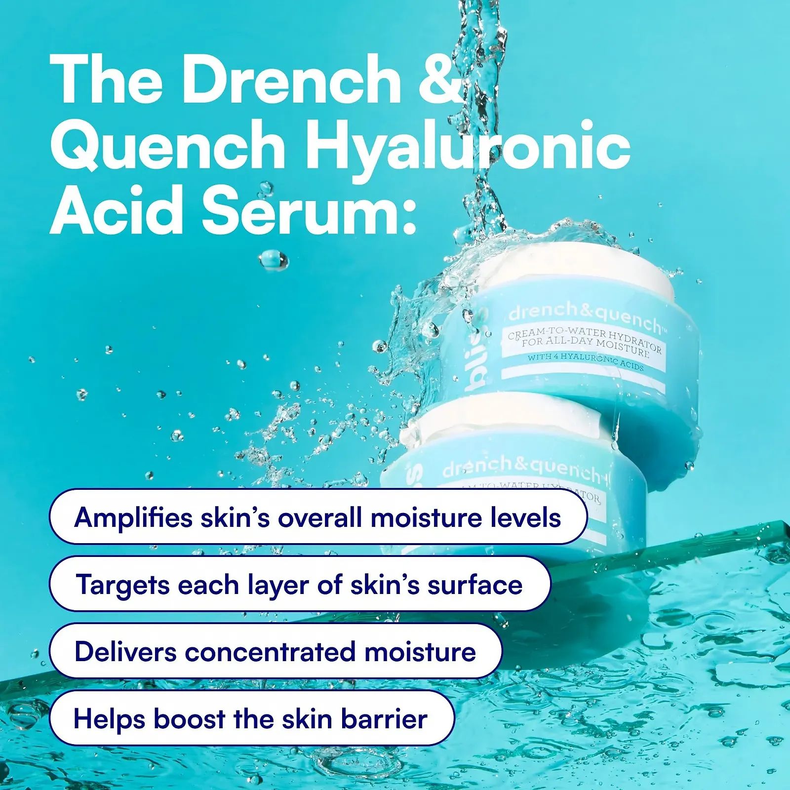 Зволожувальний крем для обличчя з гіалуроновою кислотою Bliss Drench & Quench Текстура Cream-To-Water 300 мл Веганський, фото №5