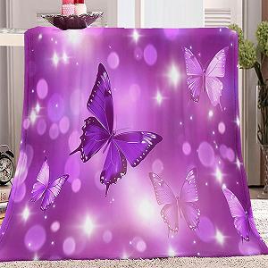 Покривало Фланелева М'яка з 3D принтом Метелики Фіолетова, 150 x 200 см - Фото 1