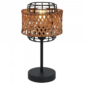 Настольная лампа металлический бамбуковый каркас 1x E27 Ø17 x 32 см Black - Фото 1