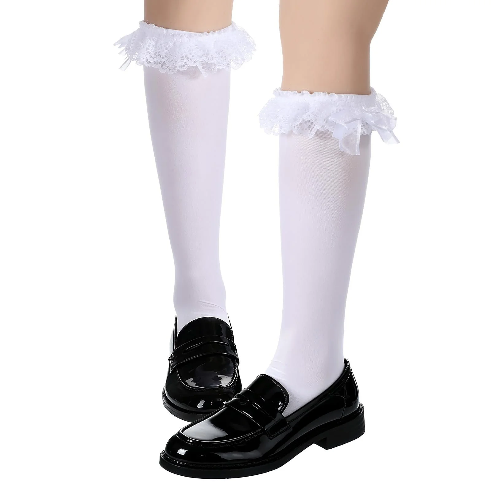 Гольфы Sibba с кружевными оборками, бантом и отделкой оборками, милые белые хлопковые чулки Lolita, мягкие гольфы-трубы для Хэллоуина для одежды Loli, фото №7 Гольфы Sibba с кружевными оборками, бантом и отделкой оборками, милые белые хлопковые чулки Lolita, мягкие гольфы-трубы для Хэллоуина для одежды Loli, фото №7