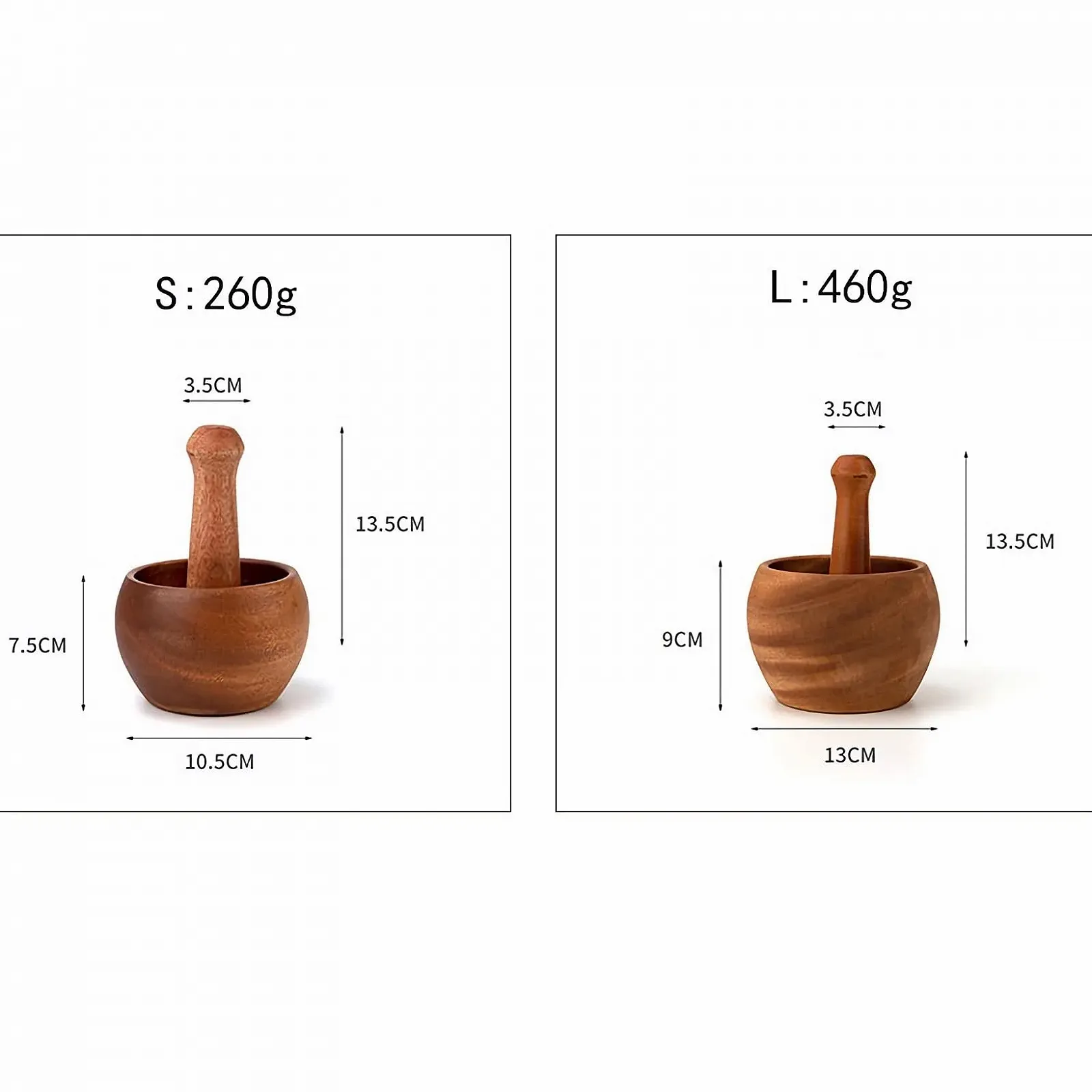 Набір ступки і товкачика дерев'яний багатоцільовий для подрібнення спецій, горіхів і часнику, фото №2