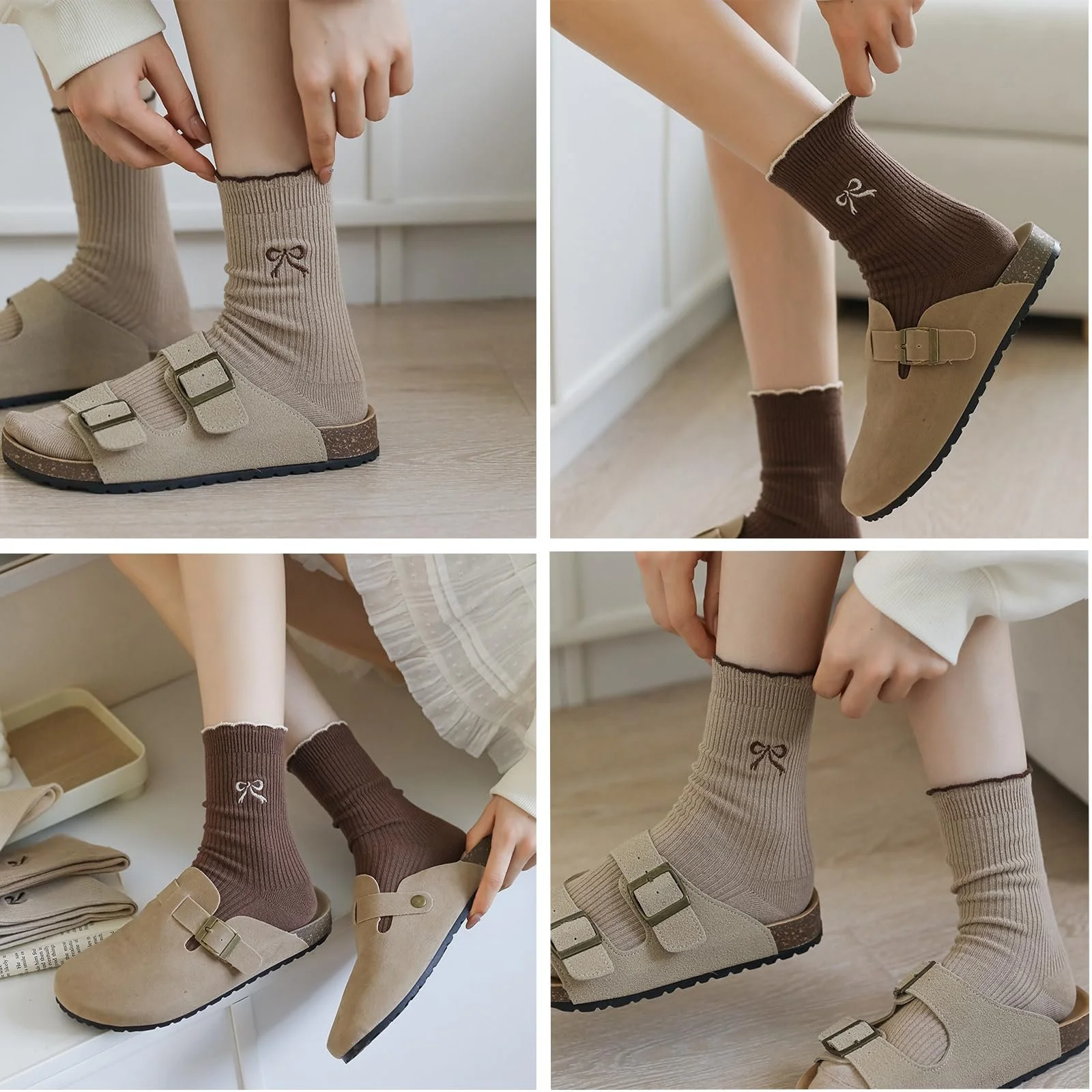 Жіночі шкарпетки з рюшами, до середини литки, набір з 5 штук, фото №7