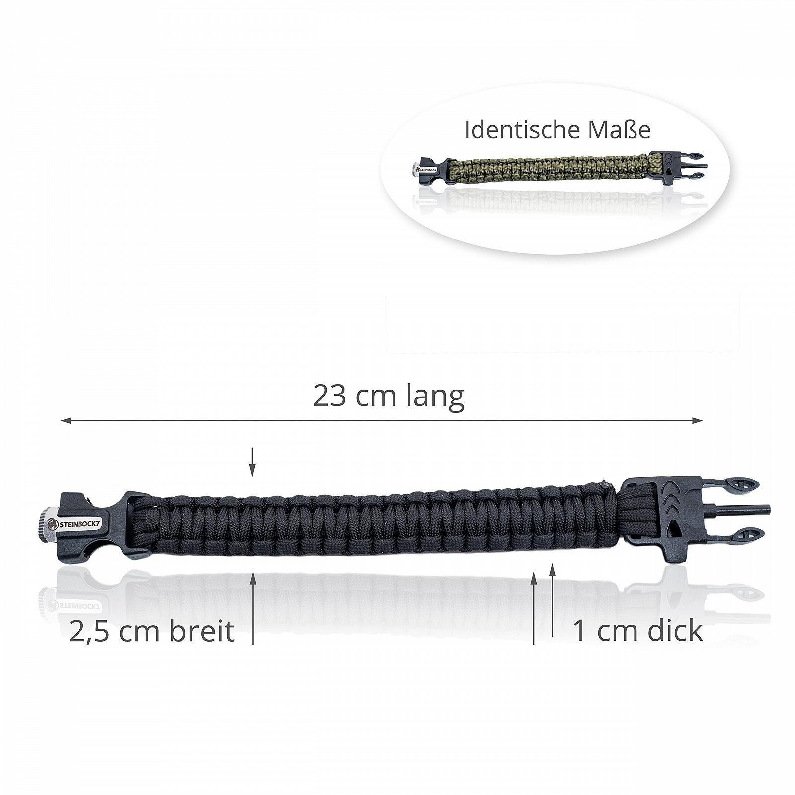 Браслет Paracord Steinbock7 Hochkönig 3-в-1 Набір з 2 штук - свисток, кремінь і ніж, фото №4