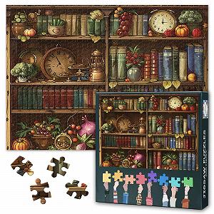 Пазл Bookshelf, 1000 елементів, Книжкова полиця з фруктами та овочами, 50 x 70 см - Фото 1