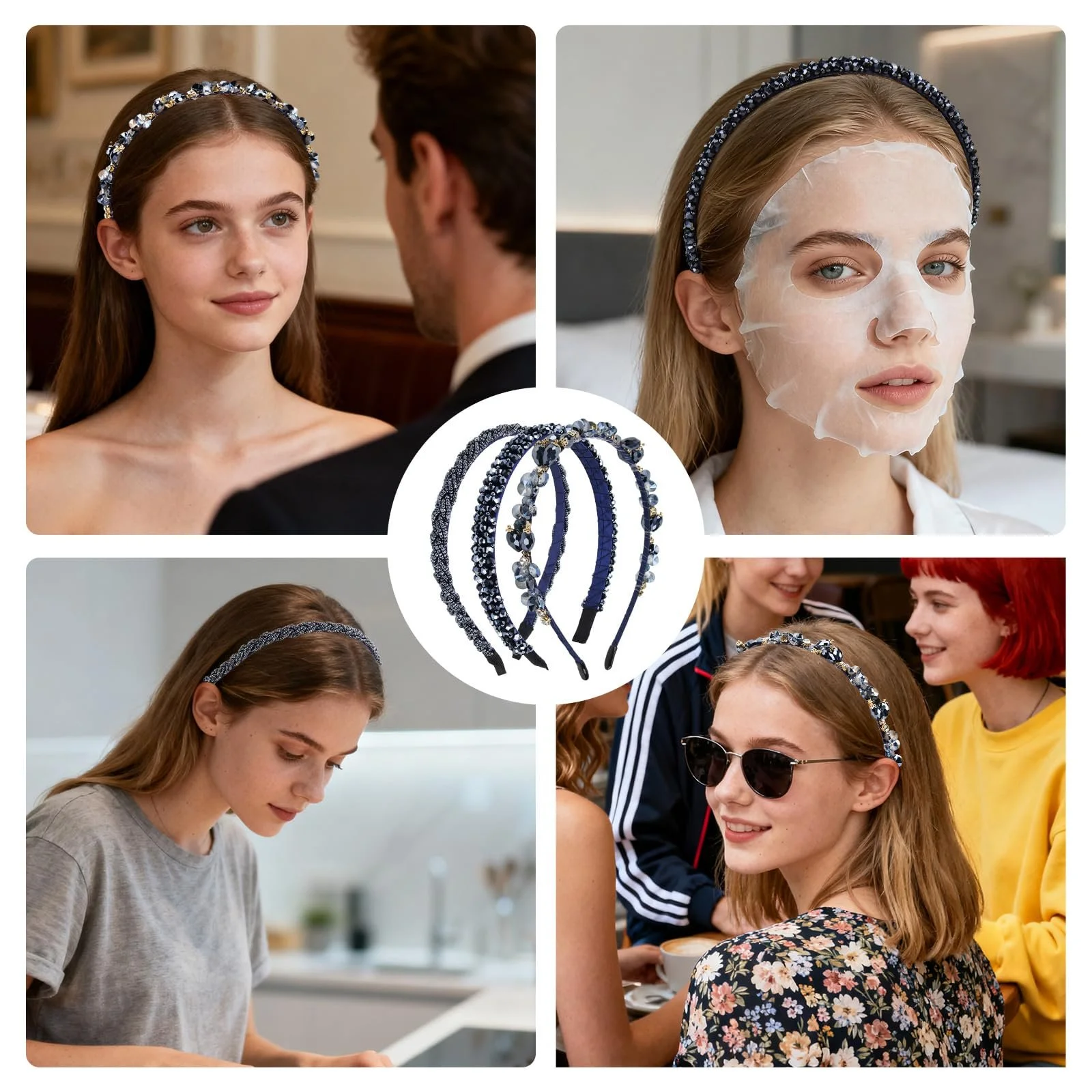 Обруч Набір з 3-х обручів з кришталевими стразами, фото №6