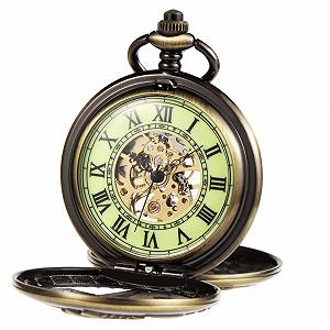 Кишеньковий годинник TREEWETO Unisex Mechanical Double Cover Full Metal Alchemist Luminous Skeleton Steampunk з ланцюжком Бронзовий synthetic.ua - Фото 1
