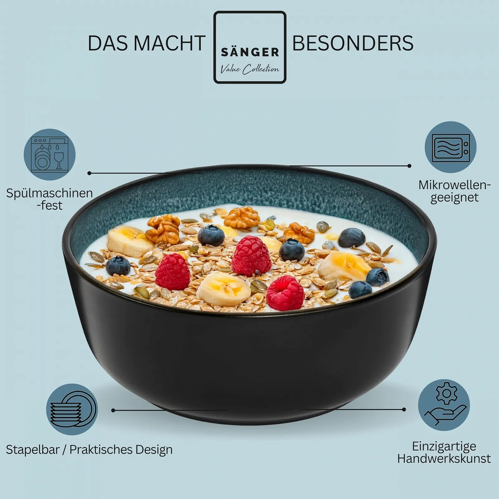 Миска Sänger Vigo Керамическая миска для завтрака Набор мисок 6 штук, 550 мл, фото №4