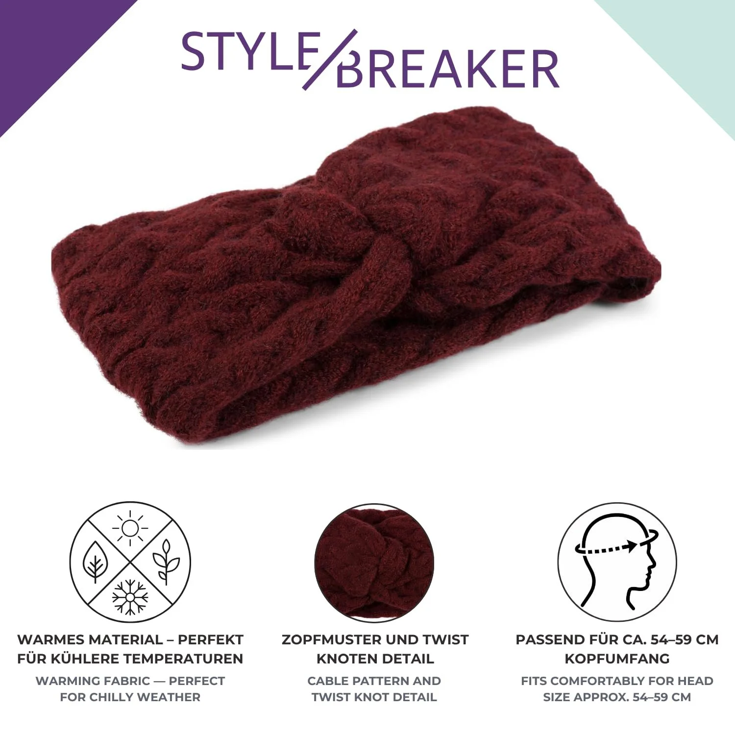 В'язана пов'язка на голову styleBREAKER Жіноча, фото №3