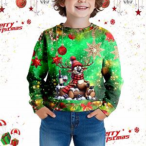 Різдвяний светр для дітей хлопчиків та дівчаток - Різдвяний світшот з динозавром synthetic.ua - Фото 1