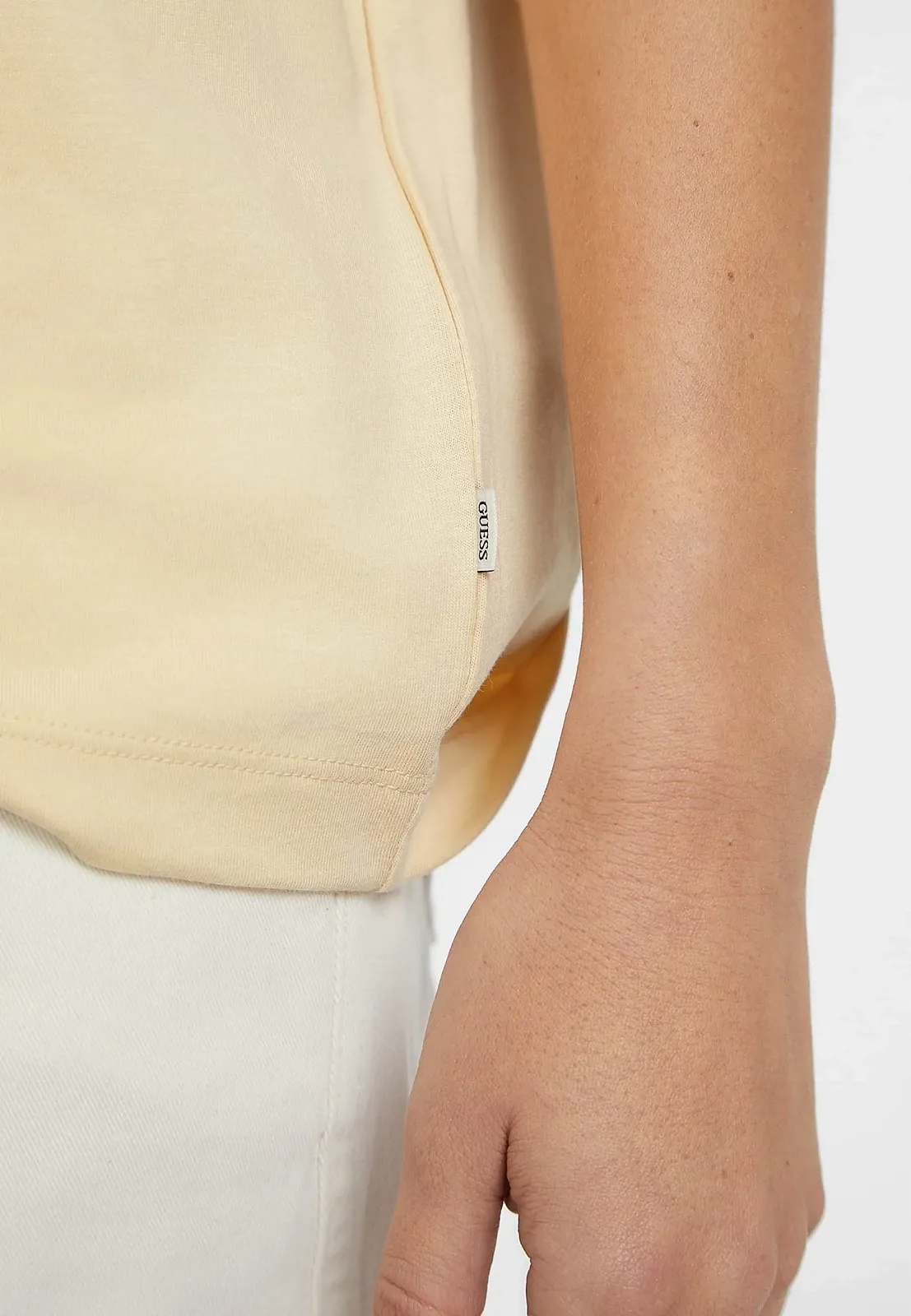 Женская футболка Guess Jeans, Кремовая, S, фото №3