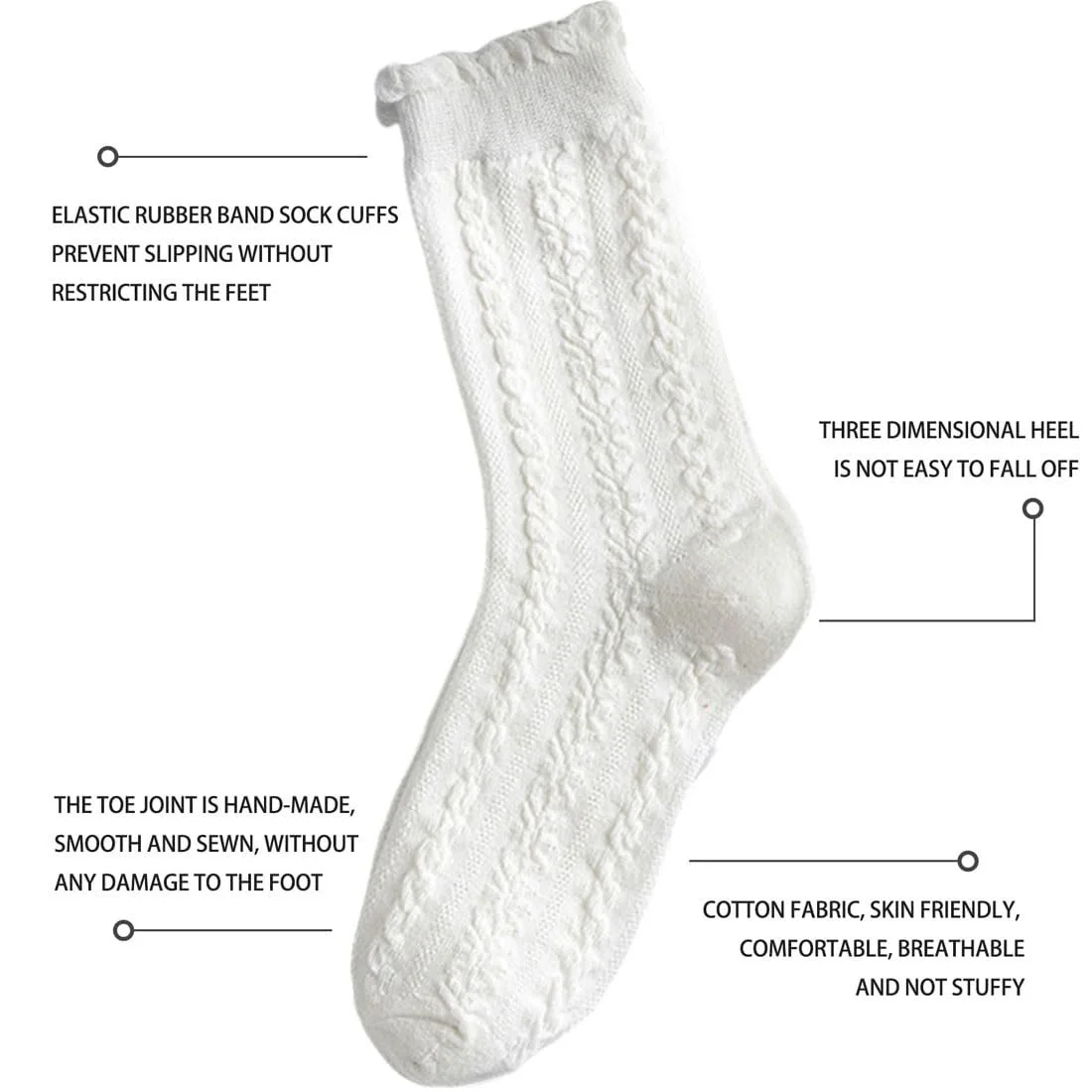 Шкарпетки з мереживом Білі, 2 пари, фото №3