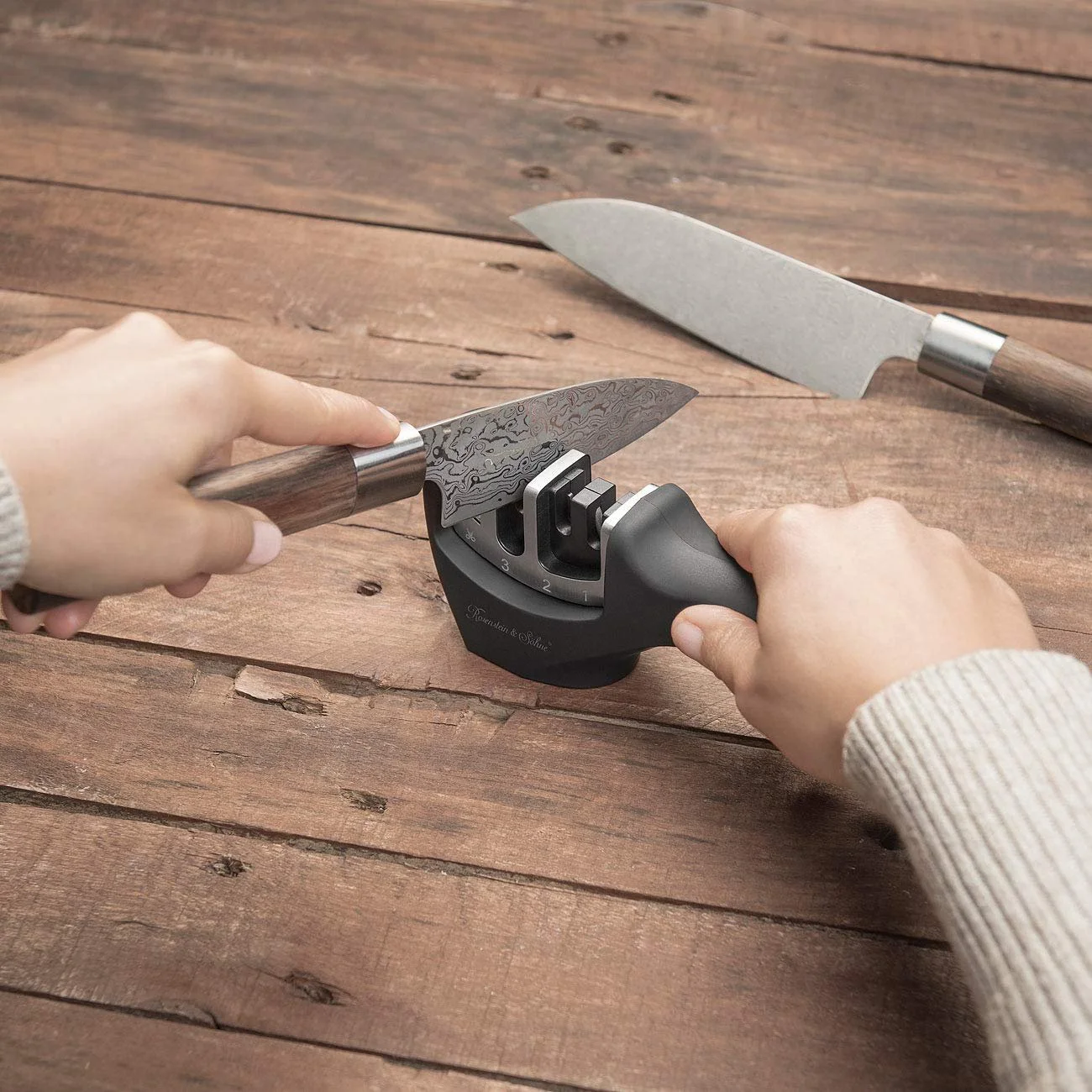 Точилка для ножів та ножиць Rosenstein & Söhne 4-ступінчаста, для сталевих та керамічних лез, для японських ножів Чорний, фото №7