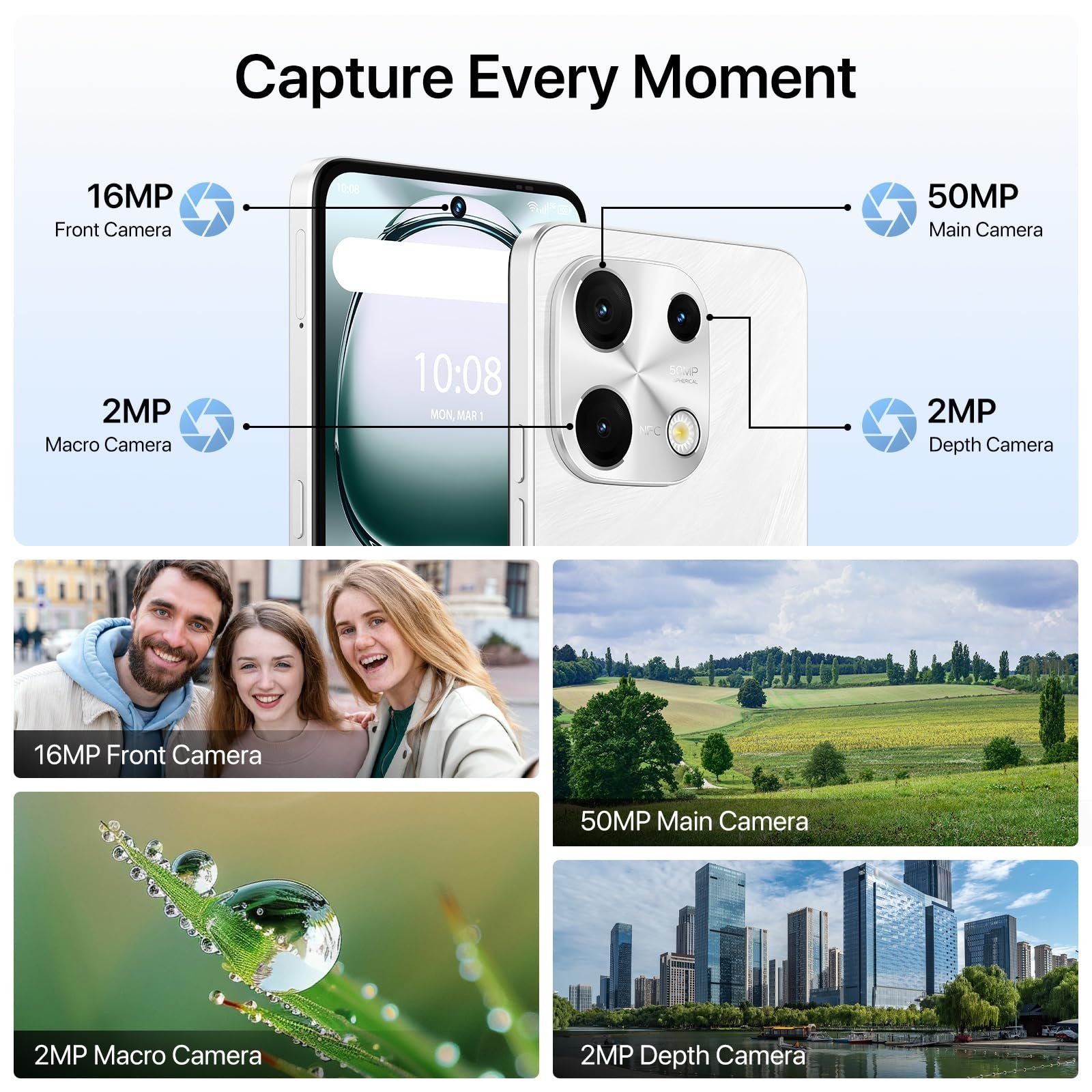 Смартфон UMIDIGI Note 100 6.8" 120Hz Octa-Core 16GB (8+8) RAM 256GB ROM 50MP NFC 5000mAh Dual SIM, фото №6