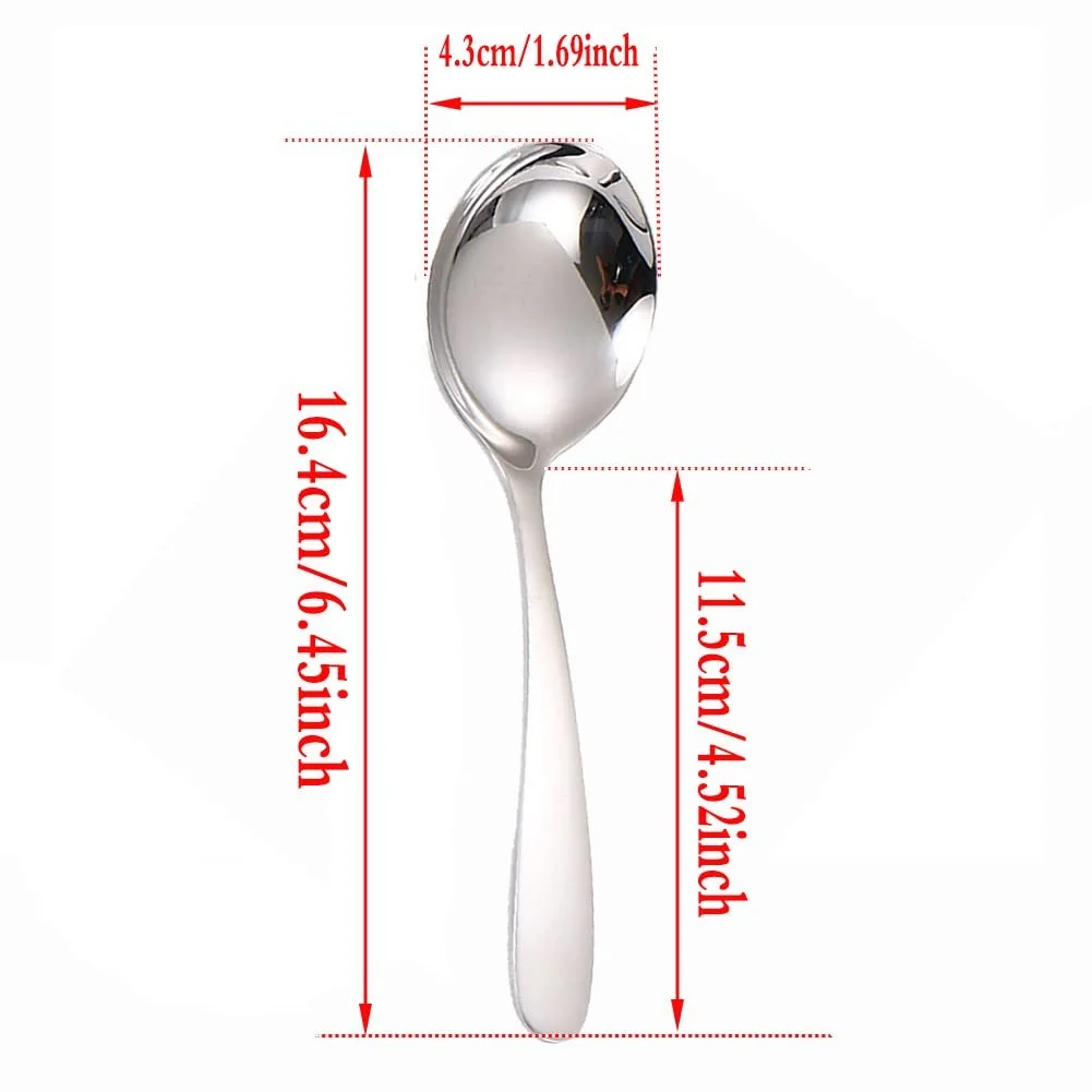 Ложки суповые SHULI для детей, из нержавеющей стали, бульонные, классические, столовые ложки, салатные ложки, для ресторана, дома, средние, 6 штук, фото №7