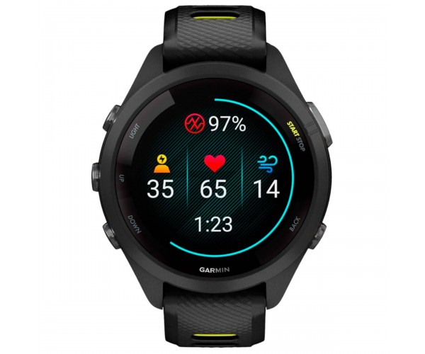Смарт-годинник Garmin Forerunner 265S Black Bezel and Case with Black/Amp Yellow Silicone Band (010-02810-53), фото №6