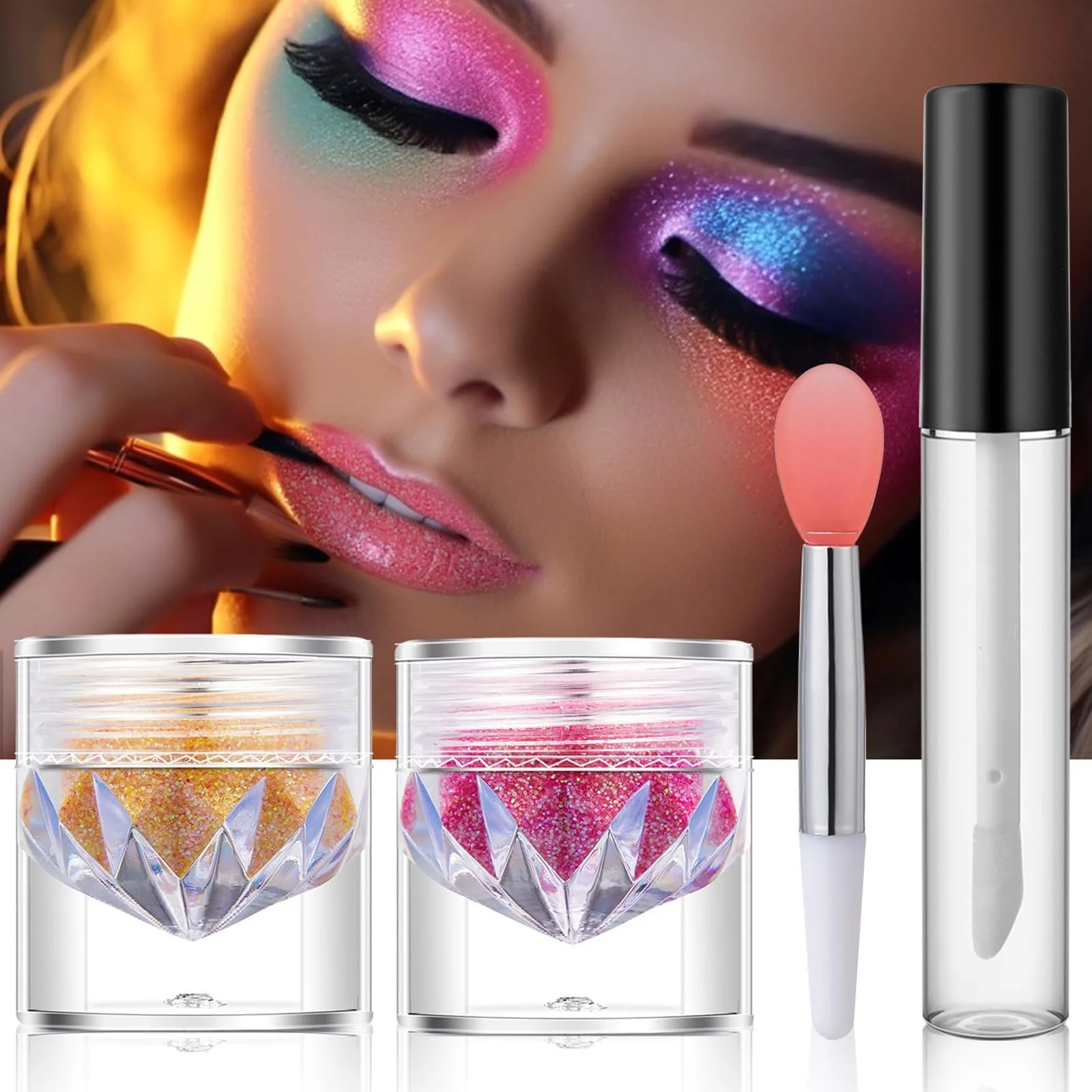 Блиск для губ Двоколірний Набір Блискітки, фото №2