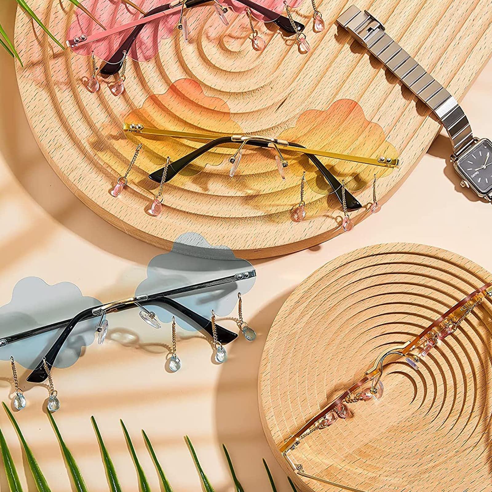 Жіночі Сонцезахисні Окуляри Cloud Без оправи UV400 Синьо-рожеві, фото №5