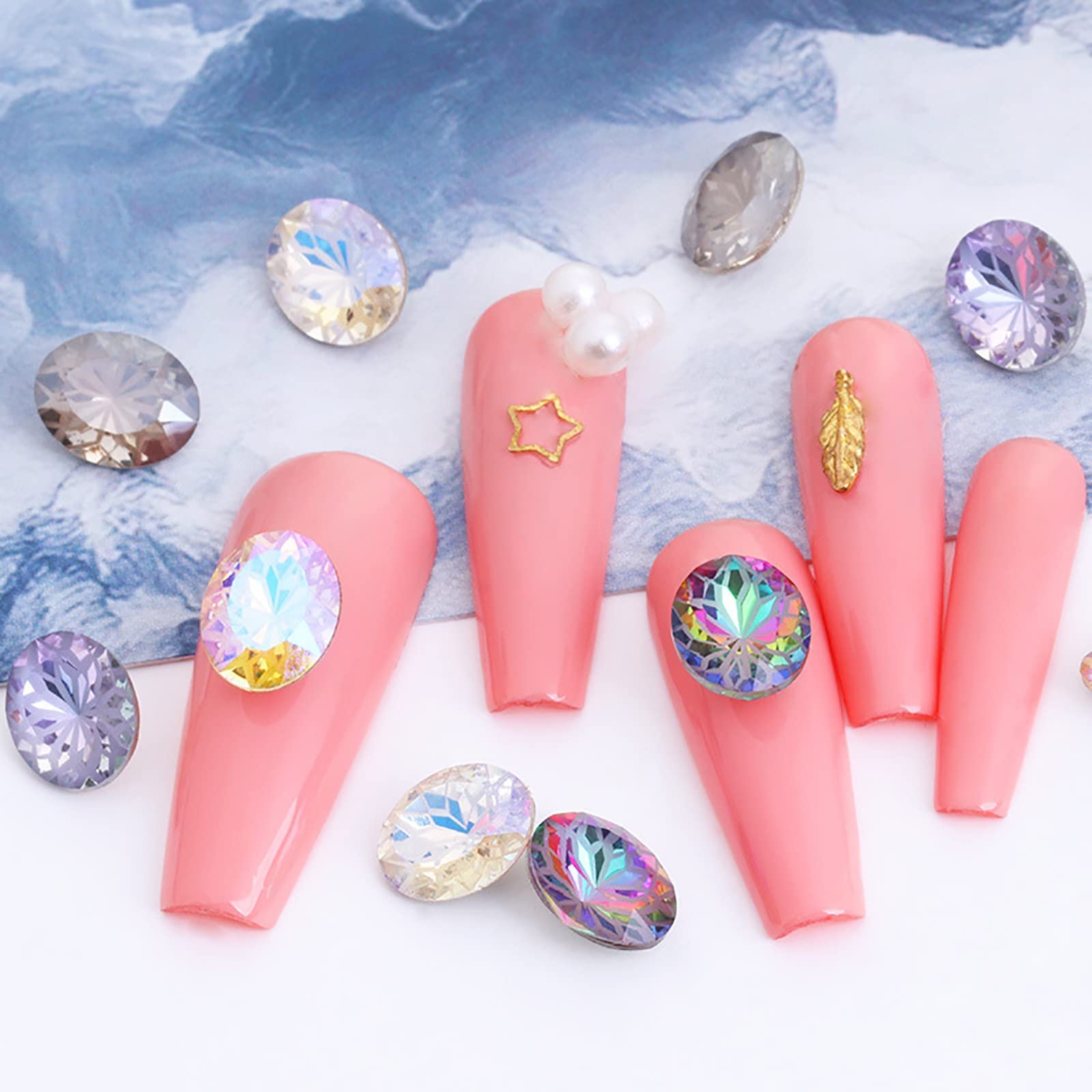 Стрази для нігтів Скло Перли Багатобарвний 3D Блискітки, фото №4