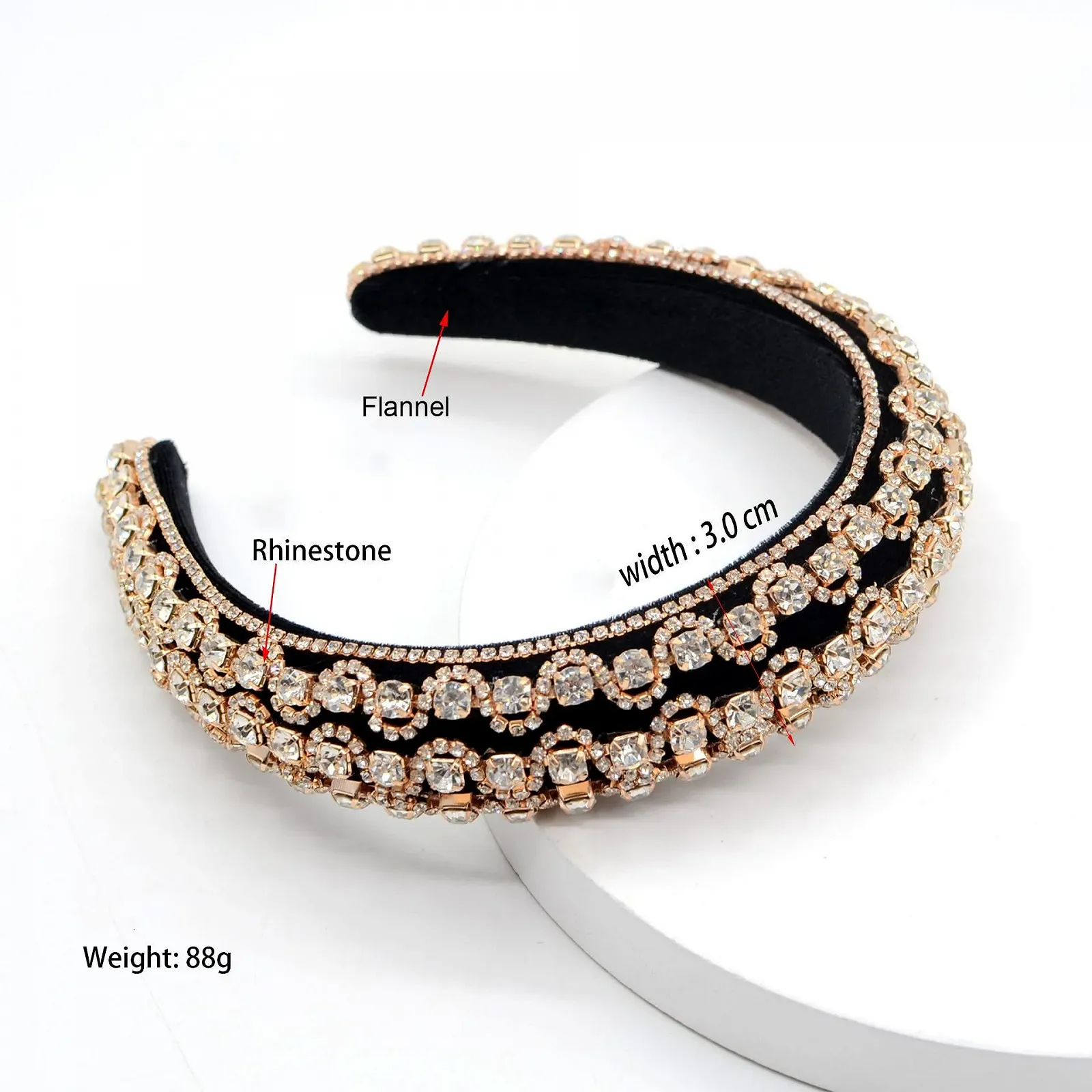 Обруч для волос со стразами для женщин, фото №3