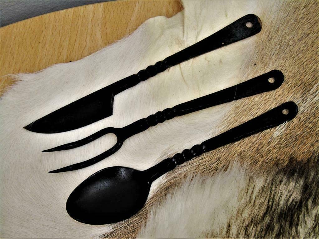Набір столових приборів Medieval Hand-Forged Steel Knife Fork Spoon 4261, фото №3