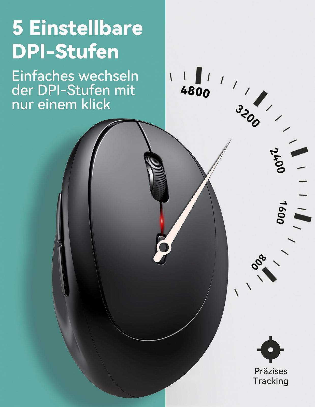 Мышь TECKNET Беспроводная Эргономичная Вертикальная 4800 DPI 6 Кнопок, фото №3