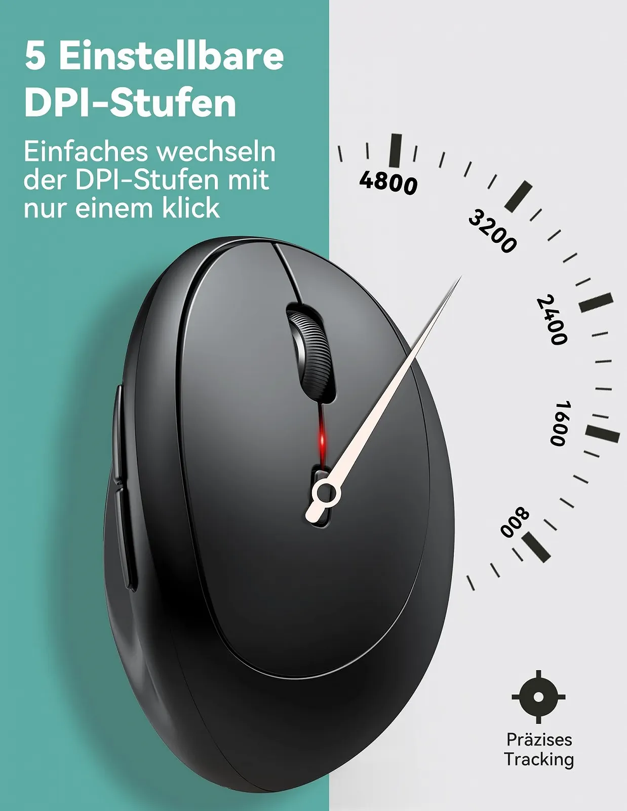 Миша TECKNET Бездротова Ергономічна Вертикальна 4800 DPI 6 Кнопок, фото №3