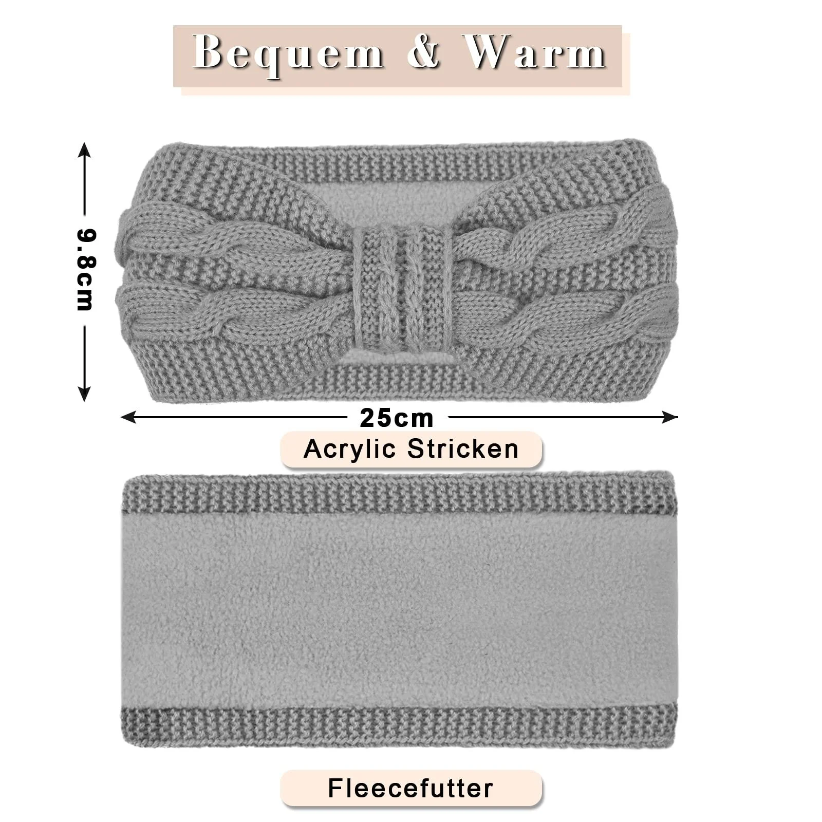 В'язана Пов'язка на Голову HOOWA з Флісом, фото №7
