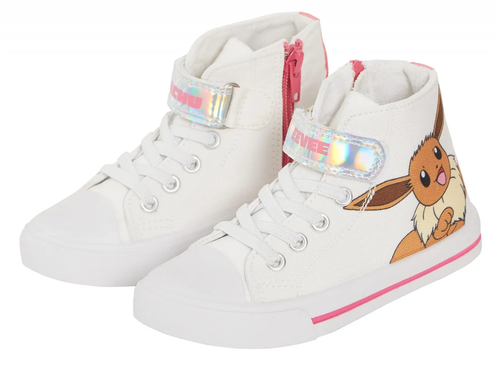 Кеды Pokemon Pikachu Eevee для девочек, высокие детские спортивные туфли на молнии, фото №2