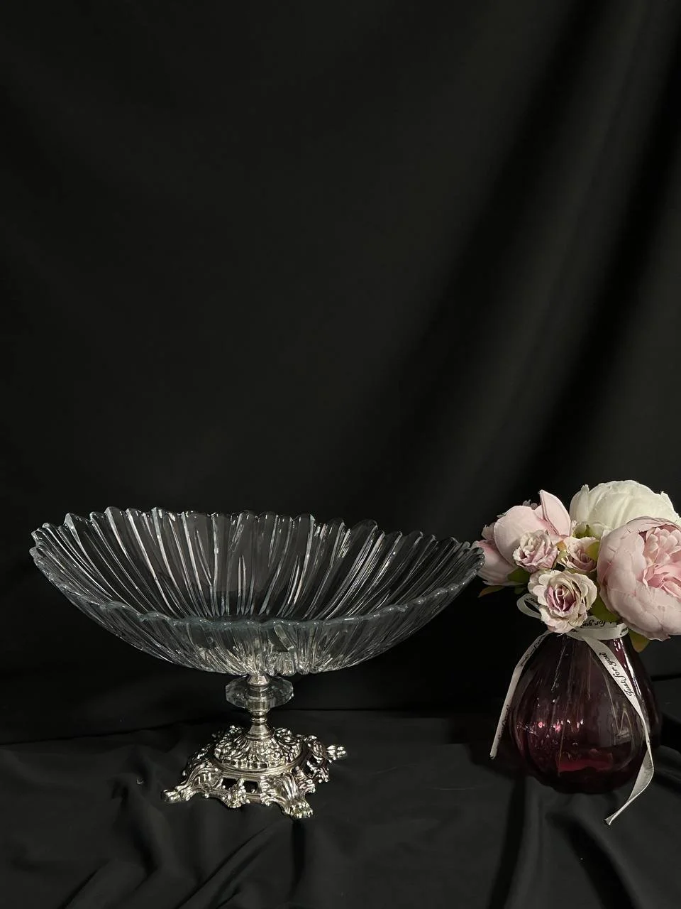 Цукерниця велика на срібній ніжці 33х26 см, фото №3