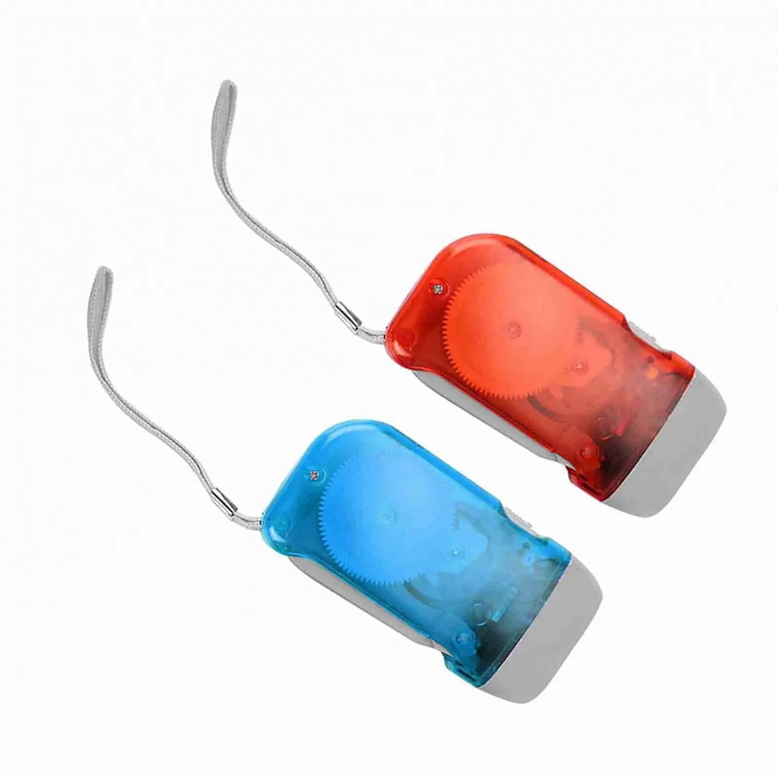 Ручной светодиодный фонарик с питанием от динамо-машины Мини, красный с синим, фото №6