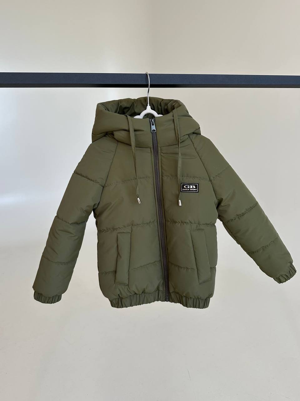 Детская демисезонная куртка с капюшоном от 74 до 158 размера, весна/осень хаки, фото №1