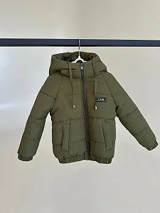 Дитяча демісезонна курточка з капюшоном від 74 до 158 розмір, весна/осінь хакі - Фото 1